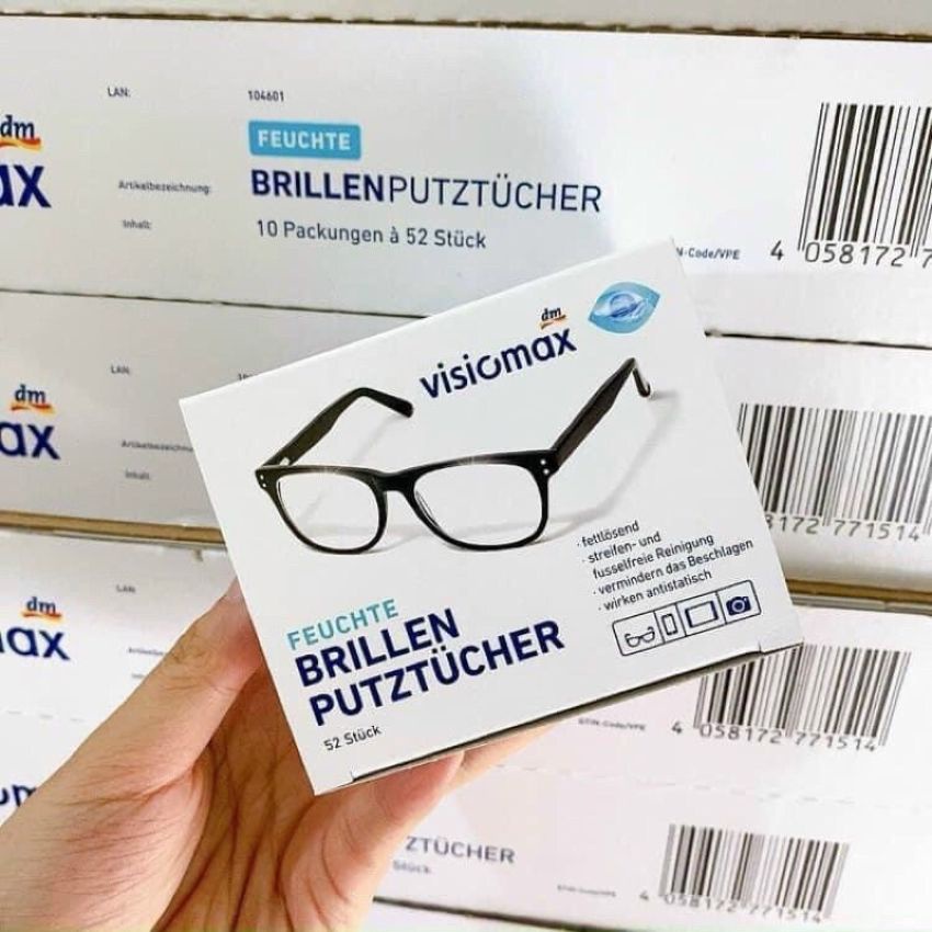 Giấy lau kính bề mặt điện thoại máy tính máy ảnh Visiomax đức giúp làm sạch và bảo vệ kính hộp 52 cái - mẹ bean bon