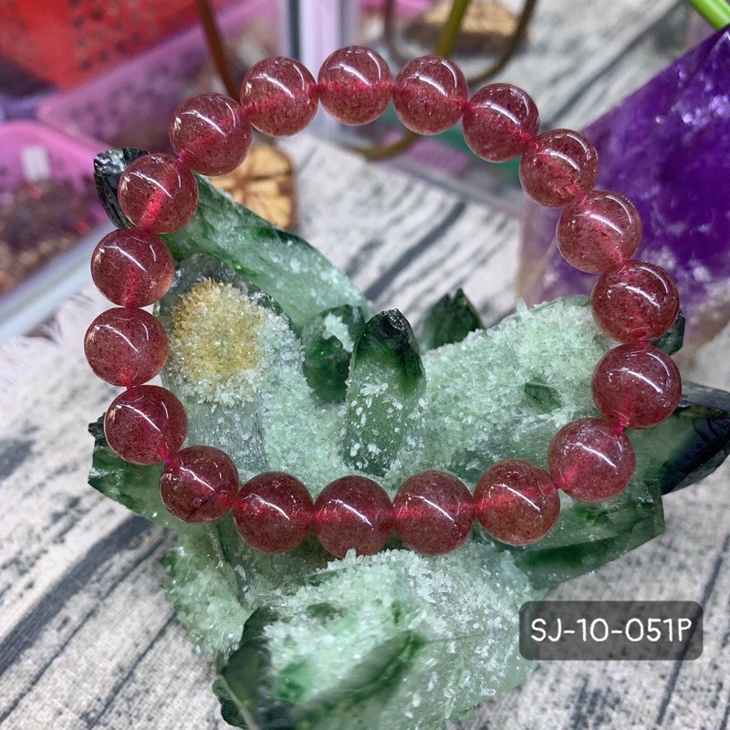 Vòng Tay Đá Dâu Tây Đỏ Đẹp Mê Ly Chuẩn Size 7mm-12mmGiá Yêu Thương