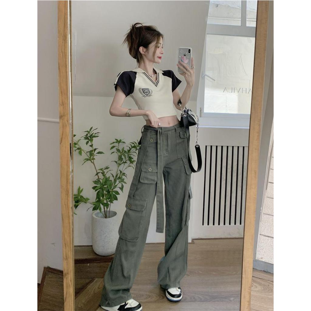 Áo polo Ngắn Tay Trễ Vai Màu Sắc vintage Thời Trang Mùa Hè Cho Nữ