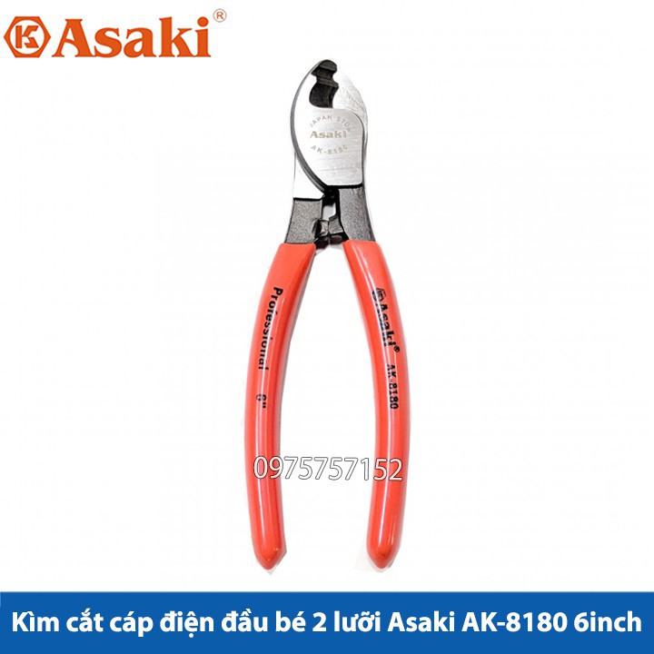 Kìm cắt cáp điện đầu bé 2 lưỡi Asaki AK-8180 6inch giocongcu