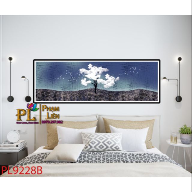 Tranh in canvas Cây Vân Trắng 40x120 kèm khung