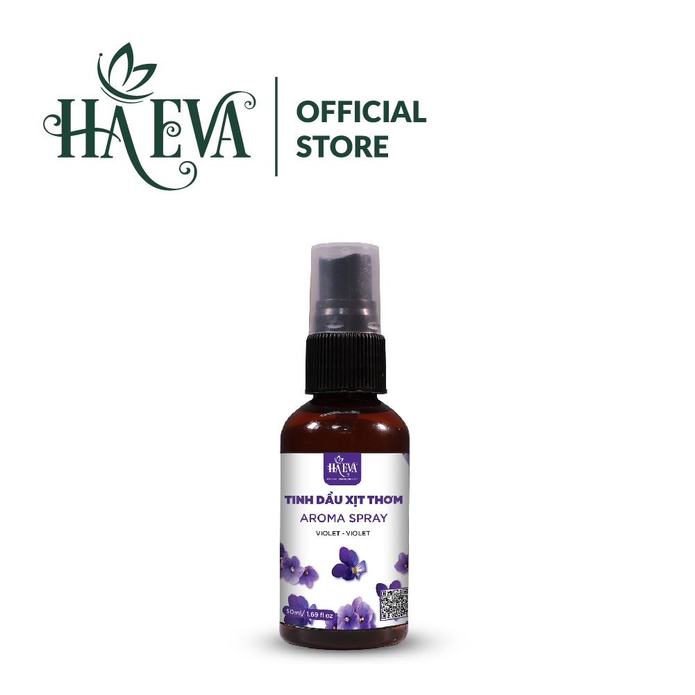 Tinh dầu xịt thơm Violet Haeva 50ml, 100% thiên nhiên, giúp khử mùi, làm thơm, giảm căng thẳng, thư giãn
