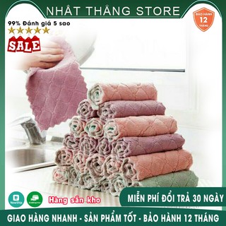 Khăn lau đa năng bếp, bát đĩa, cốc chén thấm nước chống dính dầu mỡ hai mặt loại to 15x26cm 💥SIÊU HOT💥