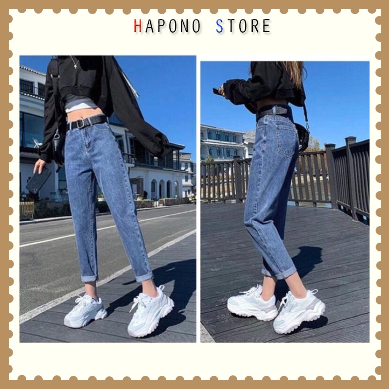 Quần jean bò baggy nữ lưng cao chất vải dày đẹp phong cách Hàn Quốc Hot Trend 2022 - HAPONO-J030 | WebRaoVat - webraovat.net.vn