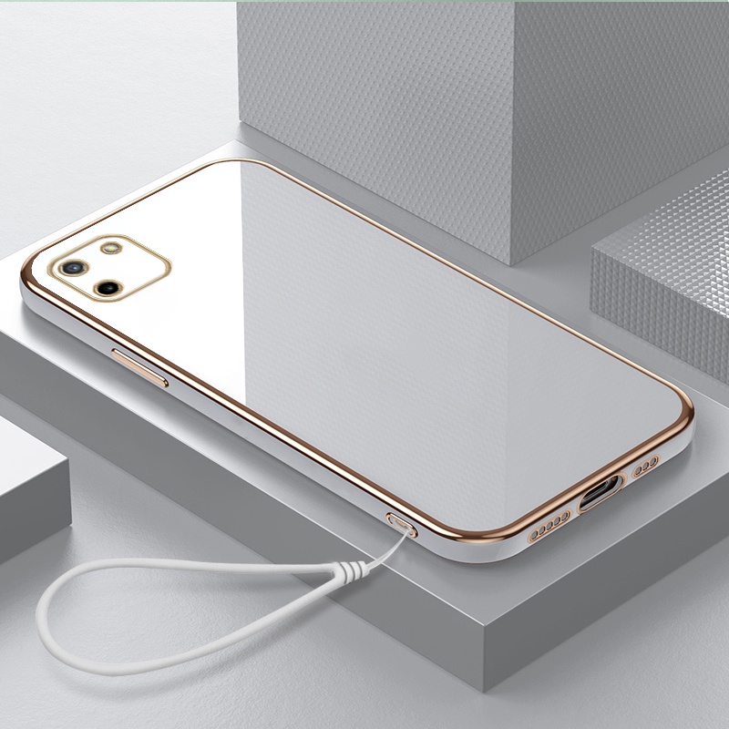 Ốp Điện Thoại Viền Mềm Sang Trọng Kèm Dây Đeo Cho Realme C15 C11 C21Y C12 C25 C21 C20 C25 C25Y C31 C35 2021 2020