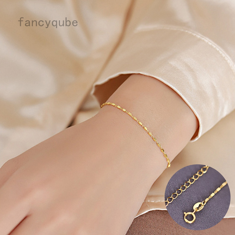 Lắc tay chuỗi hạt mạ vàng thiết kế đơn giản thời trang