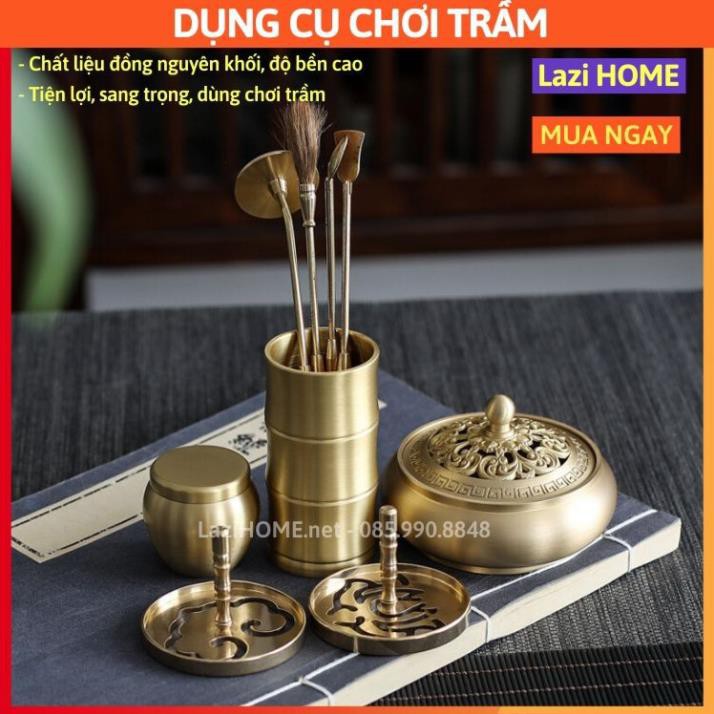 Trầm hương [HÀNG CAO CẤP], dụng cụ đốt trầm hương, tạo hình chất liệu đồng nguyên chất - Nâng tầm chơi trầm .