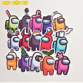 Sticker thiết kế chủ đề Among us siêu hot bộ 15 em - Hạt đậu bự