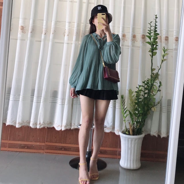 Áo dập li tiểu thư hàng L1