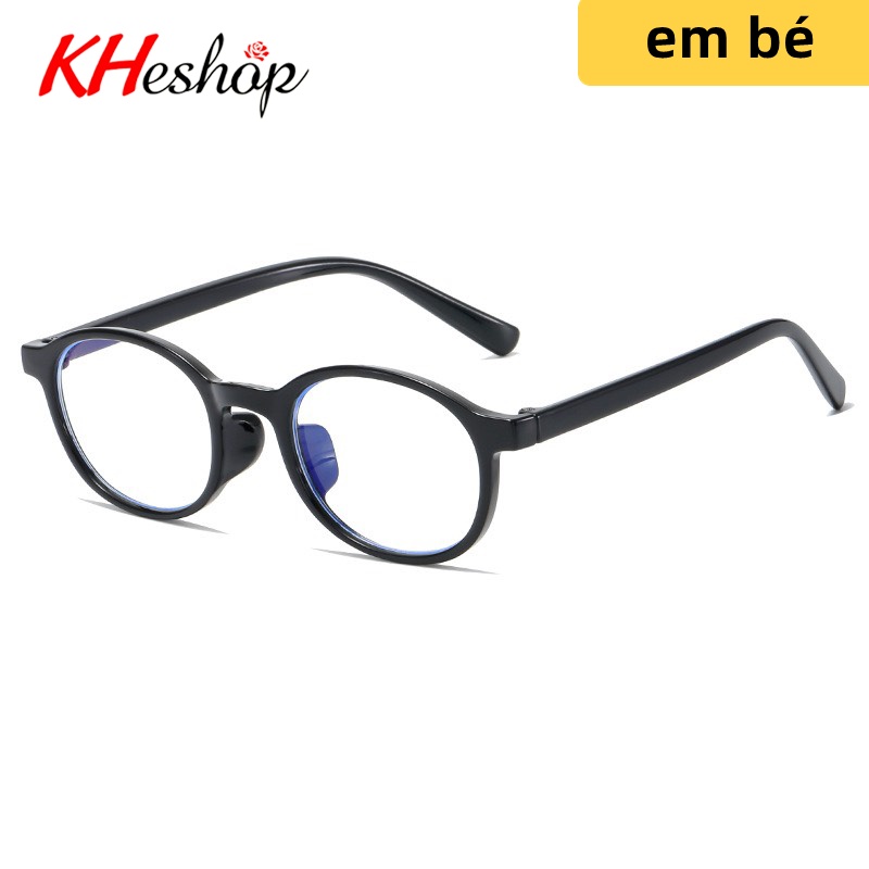 Kính 0 độ thời trang cho bé Silicone, đập không vỡ, rơi không bể chống ánh sáng xanh form vuông bầu dễ thương mã Y8905