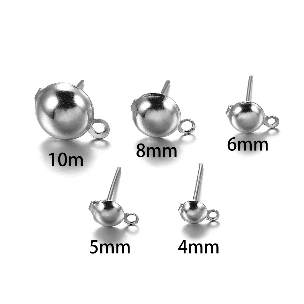 50-100 cái / lốc 4 5 6 8 10mm bông tai bi  bóng hợp kim để tự làm đồ trang sức thủ công Làm phát hiện phụ kiện Nguồn cung cấp