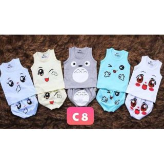 Set 5 bộ cotton chip mặt cười cho bé