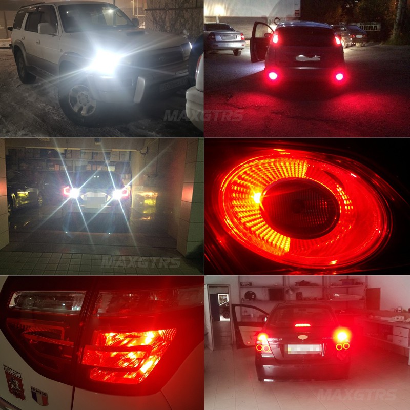 Set 2 bóng đèn MAXGTRS DRL tín hiệu đuôi xe hơi 1156 LED BA15S P21W S25 1157 BAY15D 12V 6000K tiện lợi