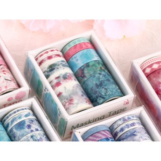 Băng dính Washi Tape set 10 mẫu Phùng Bình trang trí tranh, planner, sổ tay
