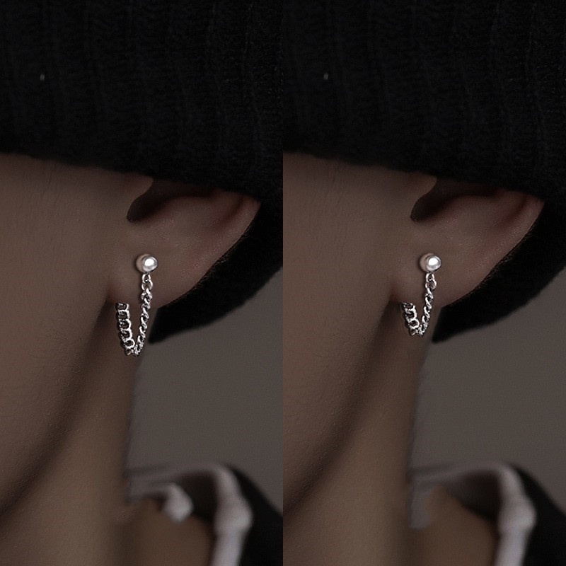 Khuyên tai dáng dài thiết kế đơn giản cá tính cho nam