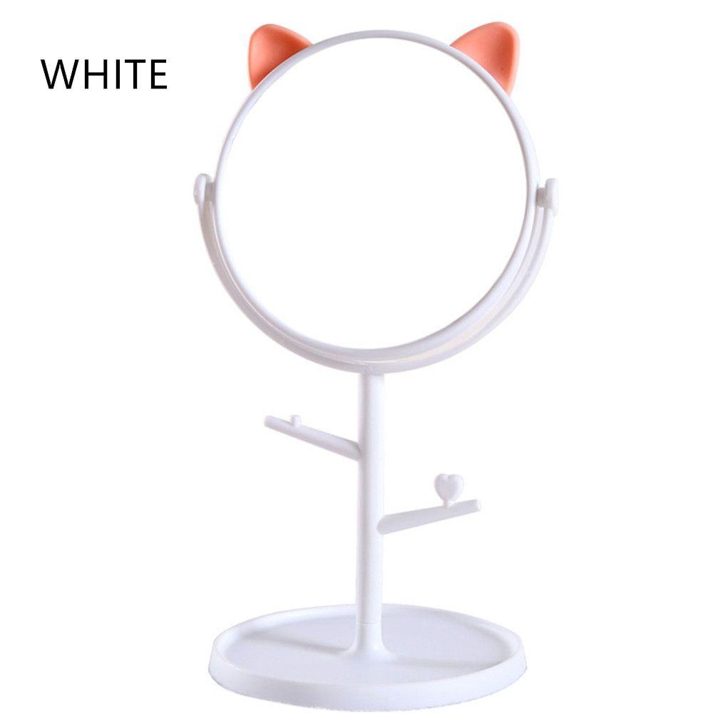 Gương Tròn Xoay Để Bàn Gắn Tai Mèo Dễ Thương