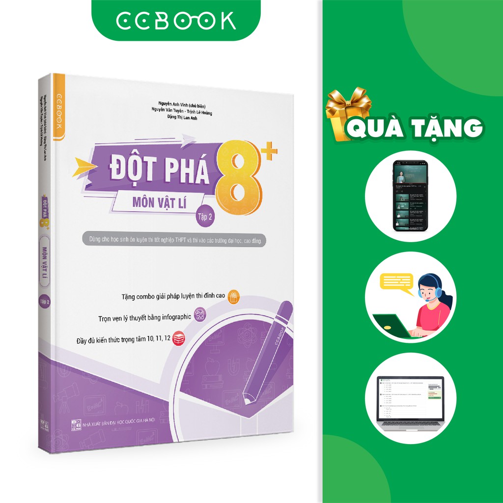 Sách - Đột phá 8+ môn Vật lý tập 2 (Phiên bản mới) - Ôn thi đại học và THPT quốc gia - Chính hãng CCbook