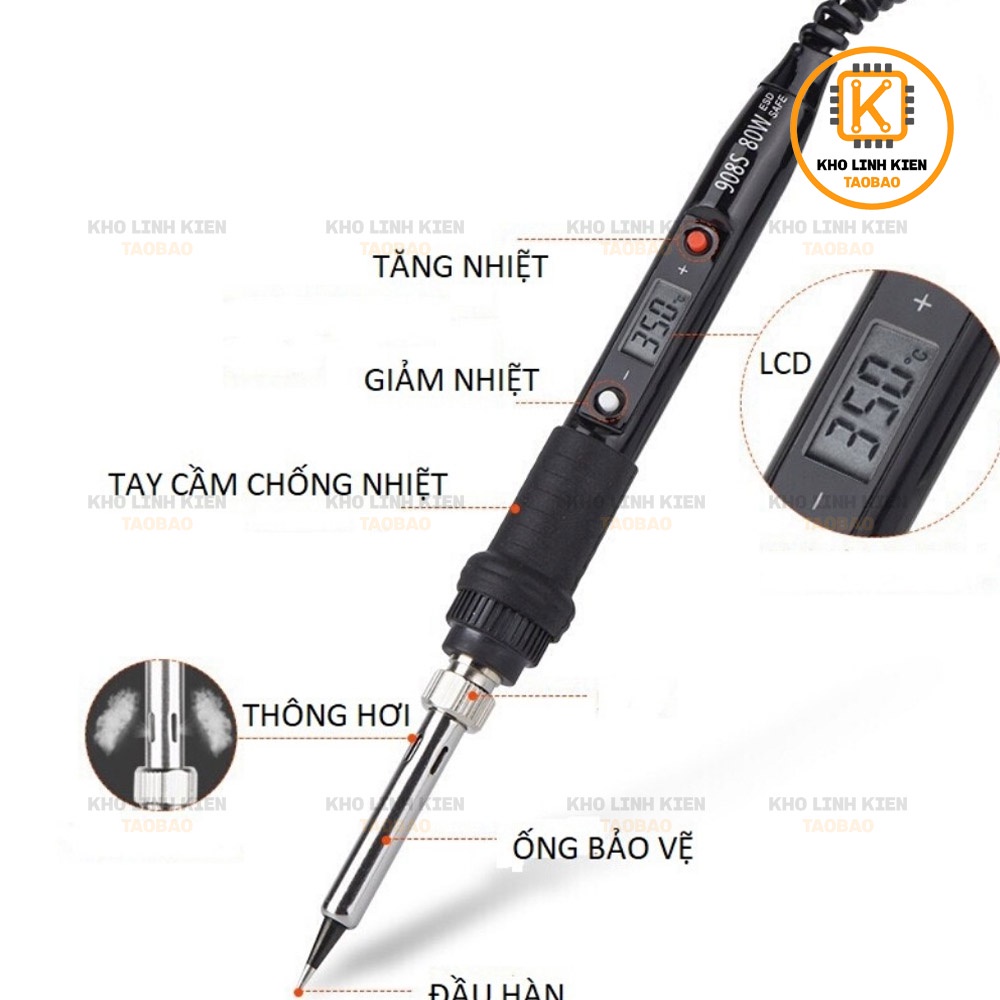 Mỏ Hàn Điều Chỉnh Nhiệt Độ N0 908 80W . 908s 908p, 908DR cao cấp. Chất lượng cao. cao cấp