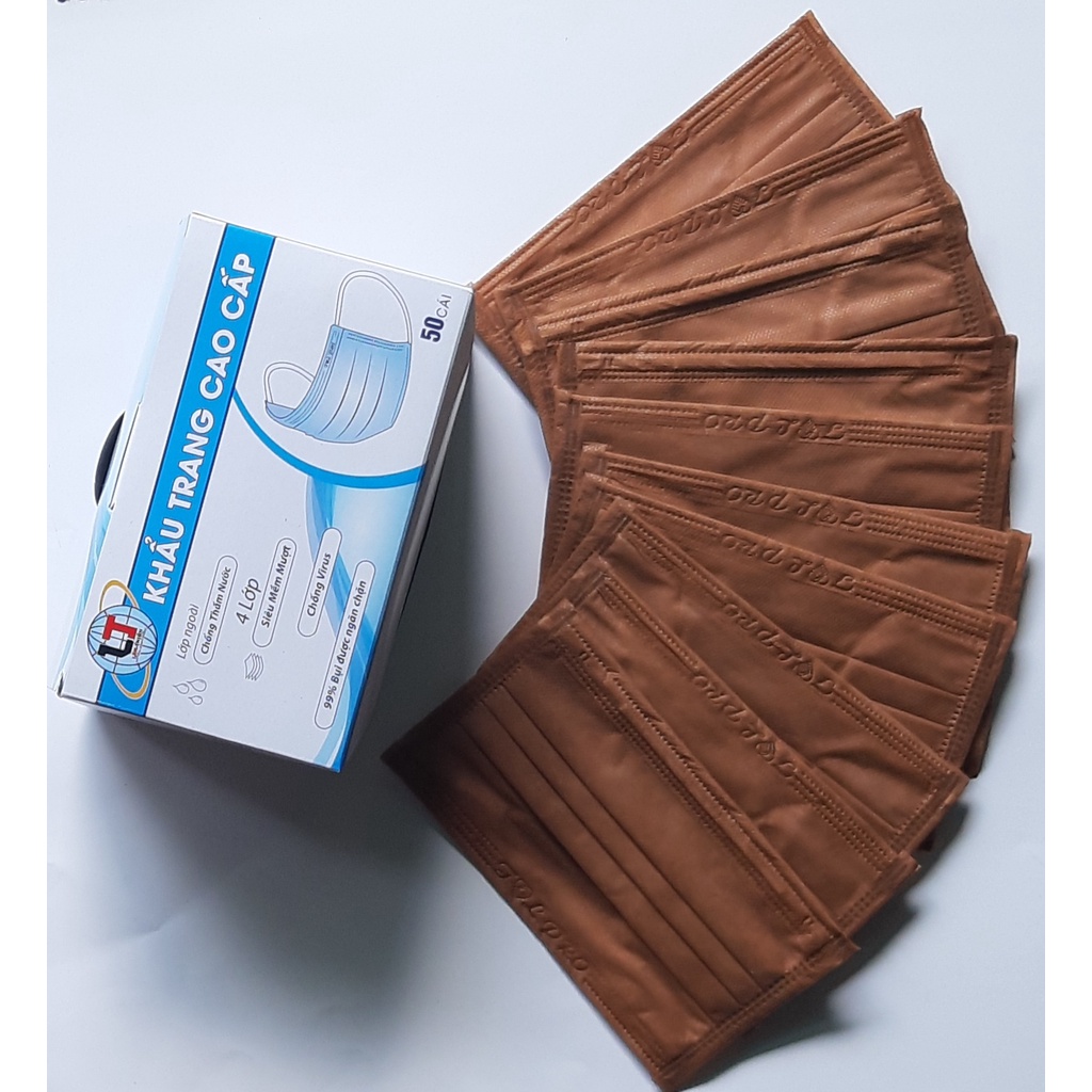 [100 cái ] 2 Hộp Khẩu trang y tế 4 lớp kháng khuẩn, chống thấm nước ngăn ngừa bụi - Màu xanh