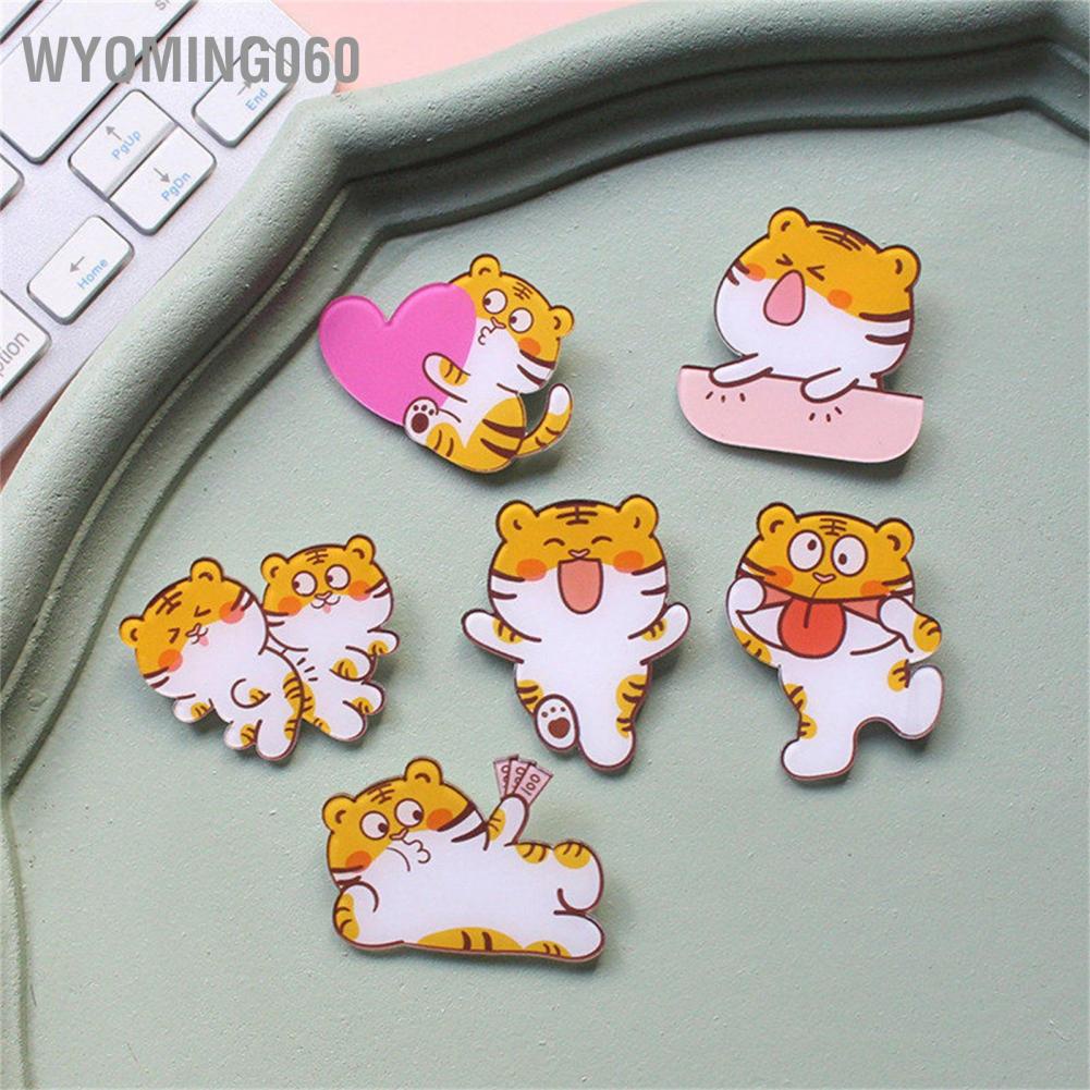 Ghim Cài Áo Bằng Acrylic Bền Bỉ Họa Tiết Hổ Hoạt Hình Wyoming060
