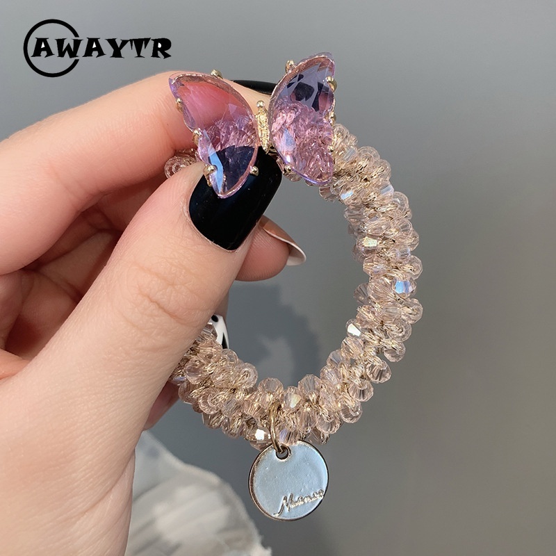 Dây buộc tóc đính đá pha lê thiết kế đơn giản thời trang cho nữ