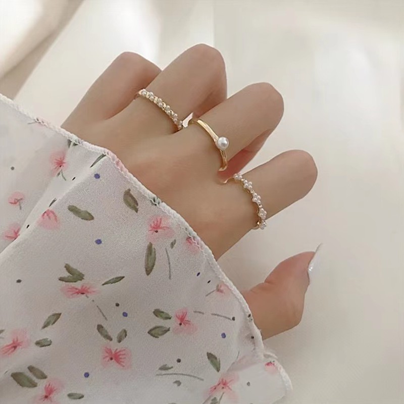 Nhẫn ngọc trai phong cách hàn quốc cho nữ