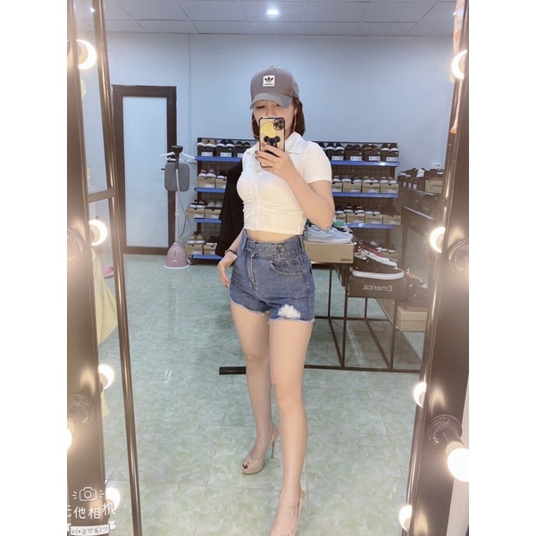 [Ảnh Thật] Quần Shorts bò nữ, độ dài vừa đẹp không lộ mông, cạp cao che bụng QS01