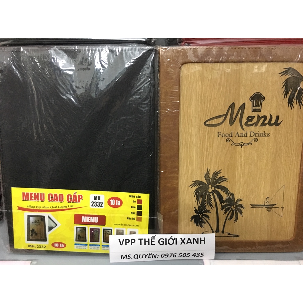 BÌA 10 LÁ MENU GỖ A4 -2332