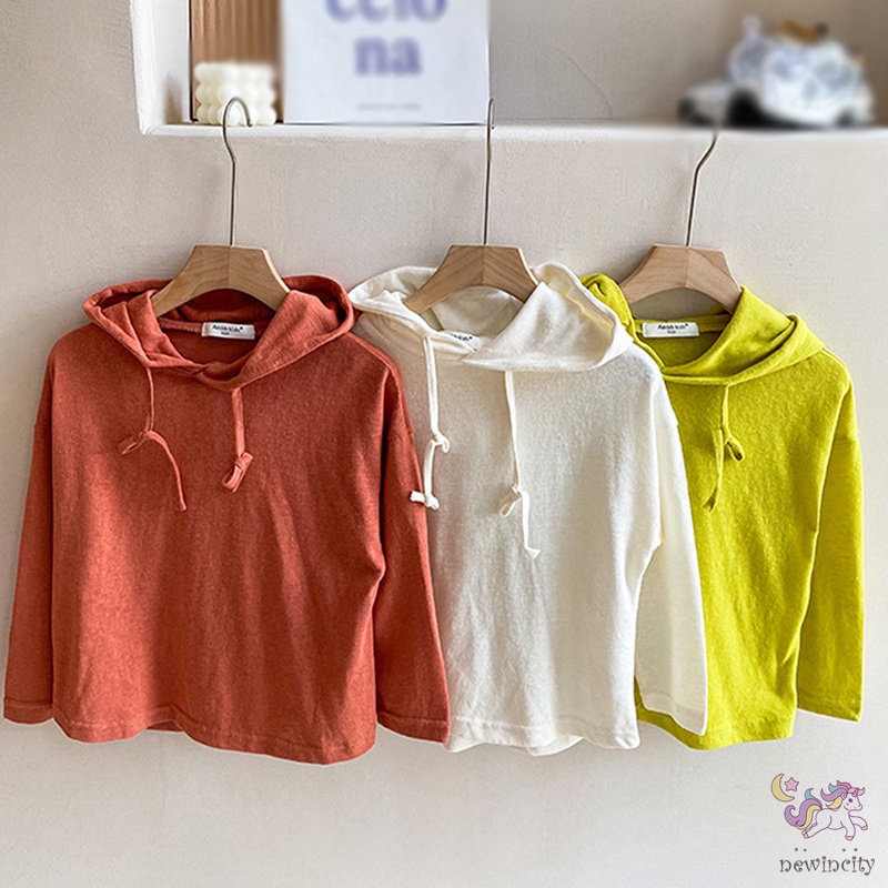 Áo hoodie cotton màu sắc xinh xắn đơn giản dành cho bé gái
