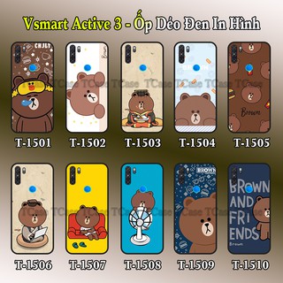 Ốp lưng Vsmart Active 3 dẻo đen in hình BST Gấu Nâu Cute