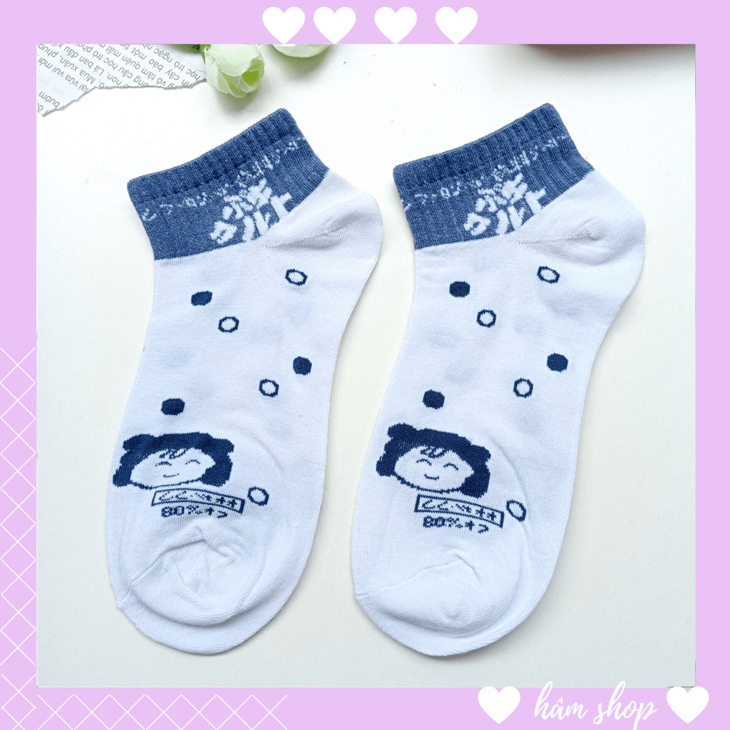 Tất Nữ Cổ Ngắn Cotton Họa Tiết Cute Phong Cách Hoạt Hình Hàn Quốc Dễ Thương Thoáng Mát Co Giãn 4 Chiều
