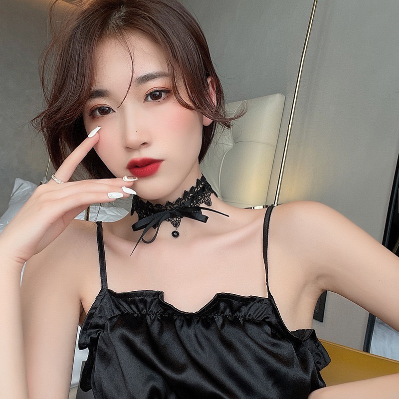 【JIHE】Vòng Cổ choker Kiểu Ren Thắt Nơ Nhân Vật Hoạt Hình Phong Cách Nhật Hàn Thời Trang