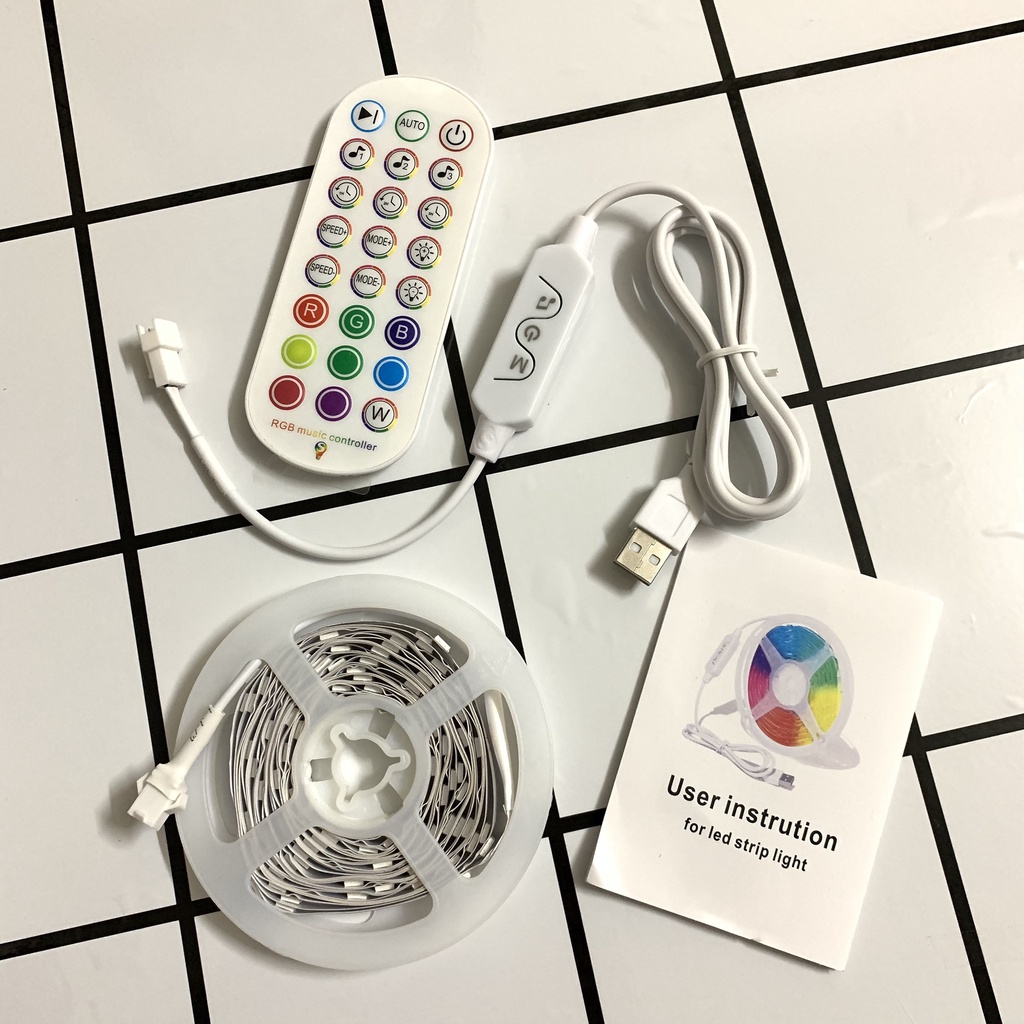 Đèn led dán viền TV 16 triệu màu - Nháy Theo Nhạc - Nhiều hiệu ứng - Điều khiển qua Remote và APP smartphone