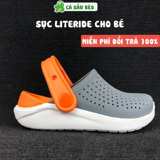 Dép sục cross literide trẻ em màu cam xám siêu êm chân, chống trơn trượt bảo vệ ngón chân cho bé