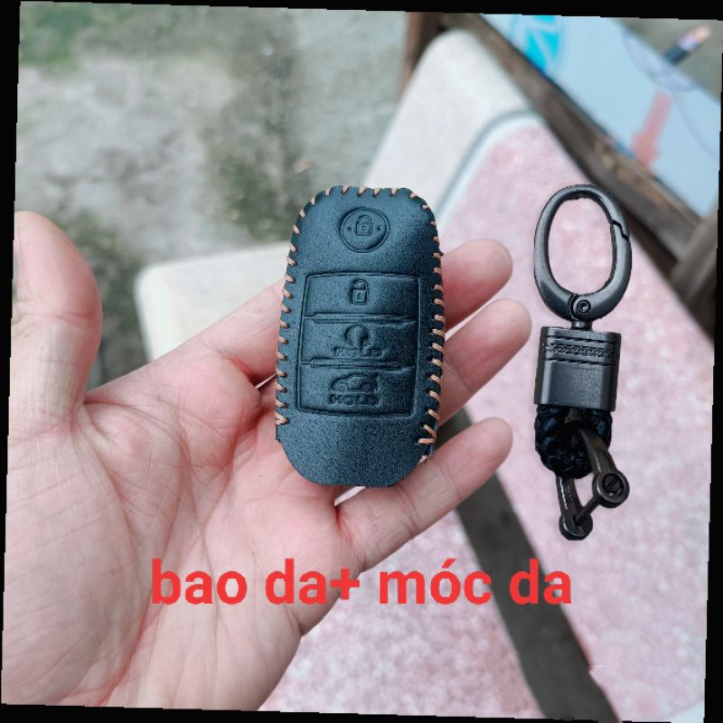 bao da chìa khoá KIA SELTOS SONET 4 nút bấm da bò thật handmade