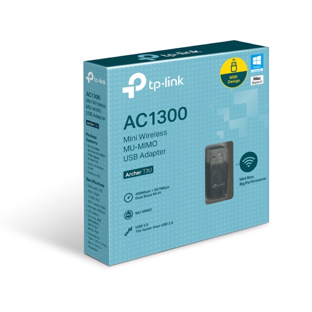 Usb thu sóng wifi băng tần kép ac1300 archer t3u