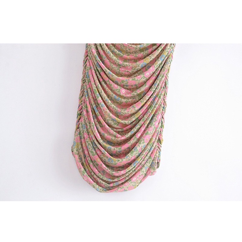 Váy body hai dây hoa nhí bo nhún