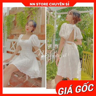 ĐẦM XỐP THẮT NƠ SAU CỰC XINH NK10 ⚡ẢNH THẬT⚡ ĐẦM TRẮNG NƠ HỞ LƯNG ⚡ ĐẦM HỞ LƯNG ⚡ ĐẦM NỮ ĐI TIỆC