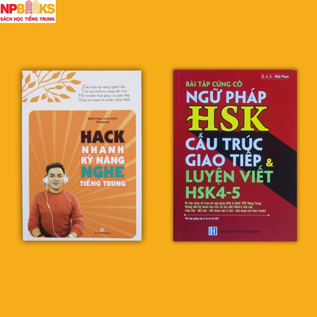 Sách - Bài tập ngữ pháp HSK cấu trúc giao tiếp & luyện viết HSK4-5 + Hack nhanh kỹ năng nghe Tiếng Trung
