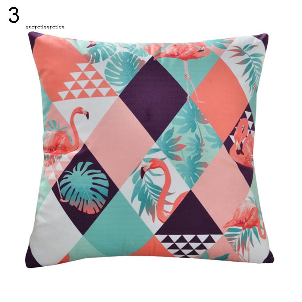 Vỏ gối vuông in hình hồng hạc độc đáo phong cách