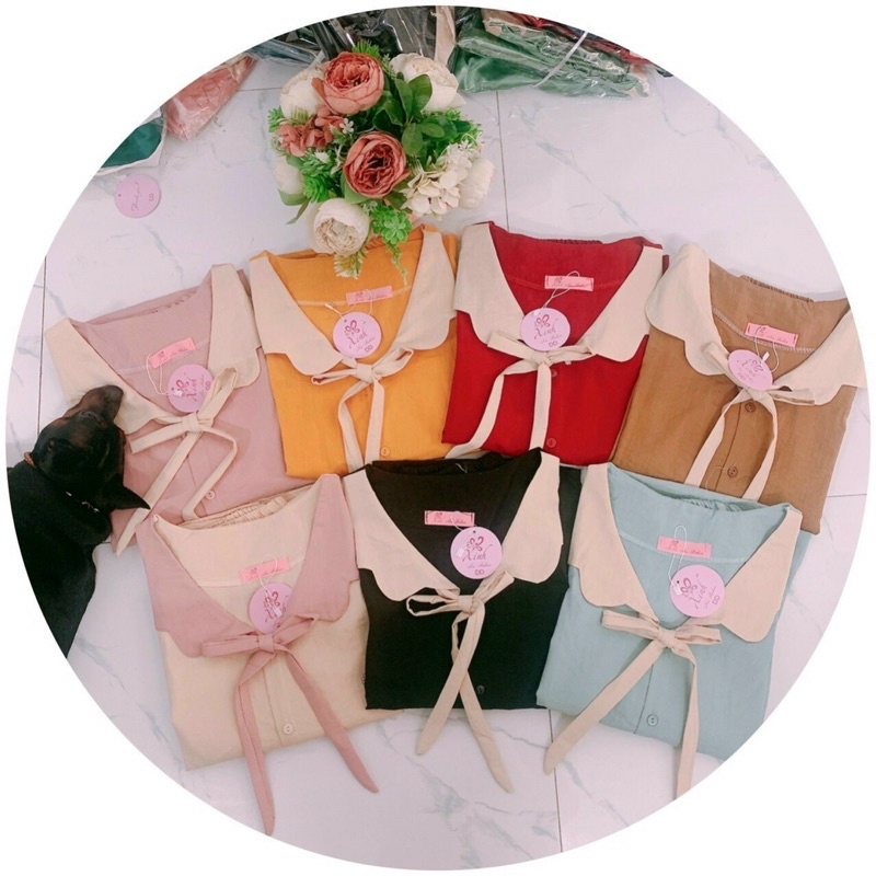 Bộ đồ mặc nhà/ Bộ Pijama mặc nhà chất đũi siêu mát viền bèo