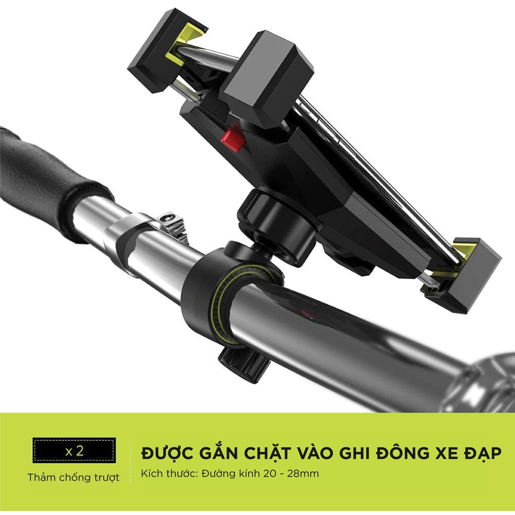 Giá đỡ điện thoại UGREEN dùng cho xe đạp 60989  - Xoay góc 360, tương thích điện thoại có màn hình từ 4.6 đến 6.5 inch