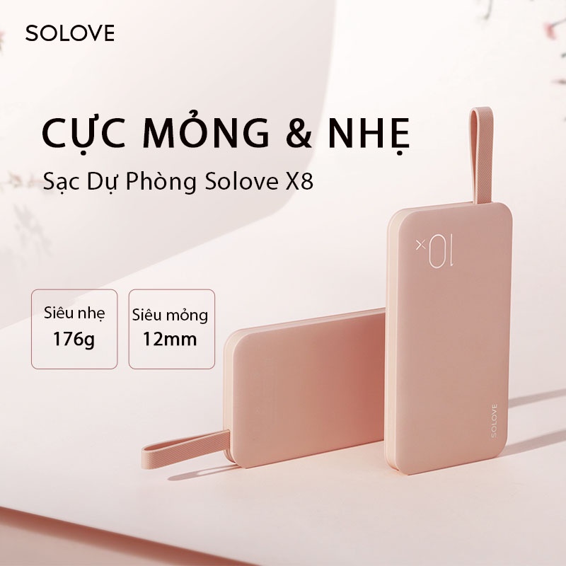 [ Sạc Nhanh 3 Trong 1  ] Sạc Dự Phòng 10000Mah SOLOVE X8 - Thiết Kế 3 Cổng Sạc USB-A, Type C &amp; Lightning Tiện Lợi