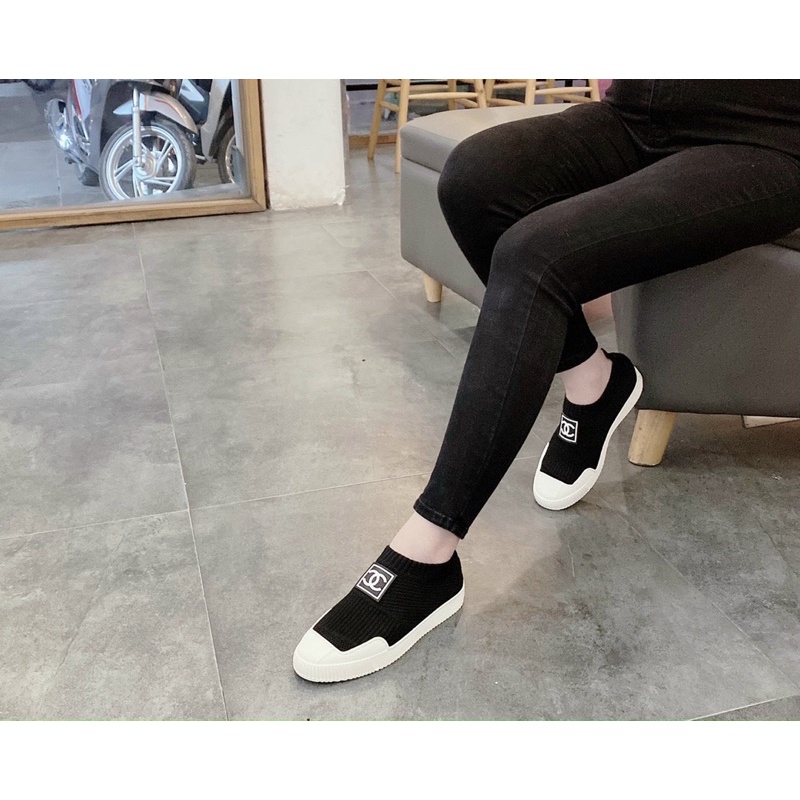 Giày slip on len channel spsl fullbox bill túi giấy