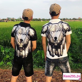 Áo Thun Nam Cổ Bẻ, Áo Phông Polo Nam Tay Ngắn Thêu Kim Sa Sói Trắng Chất Thun Cá Sấu Loại Đẹp - AC60 - Shopmens