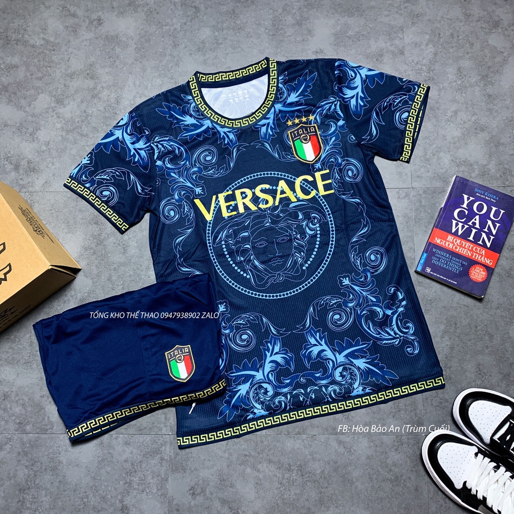 Set Bộ Quần Áo Bóng Đá Đội Tuyển Ý Xanh Đen Sân Nhà 2022-2023 Vải Thái Cao Cấp- Áo Tuyển ý 2023