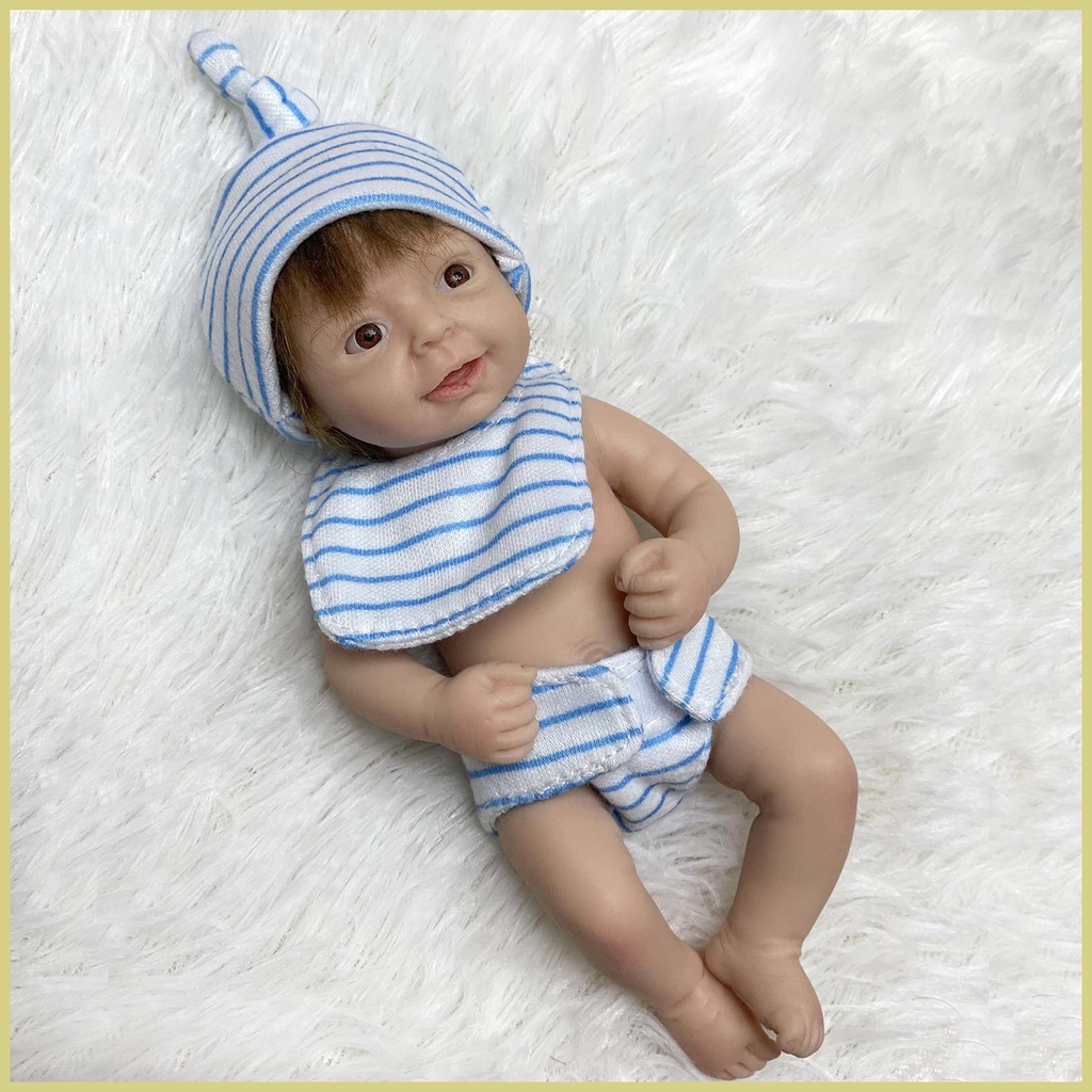 Búp Bê Em Bé Sơ Sinh Bằng Silicon Mềm Kích Thước 6 Inch Kèm Quần Áo Và Cho Bé