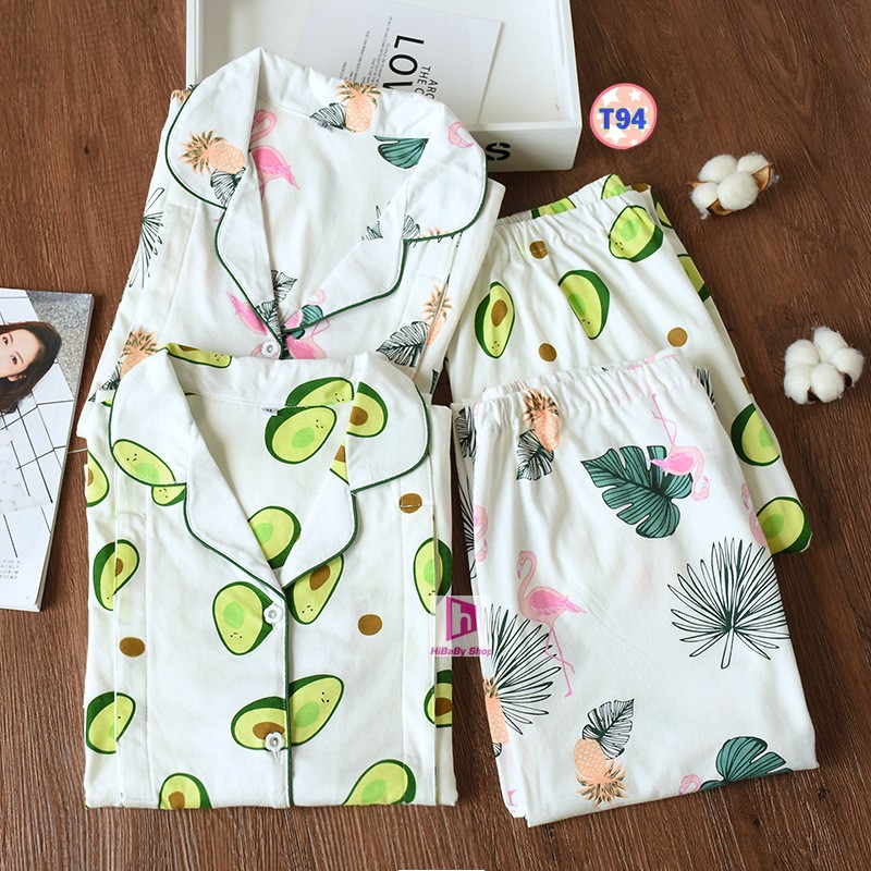 Pijama măc Bầu Và Sau Sinh Cotton mềm mỏng cho hè Thu T94