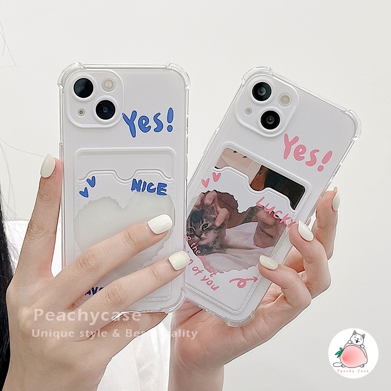 Ốp Điện Thoại TPU Mềm Trong Suốt Chống Sốc Có Ngăn Đựng Thẻ Hình Trái Tim Cho iPhone 13 12 11 Pro Xs Max Xr 7 8 Plus