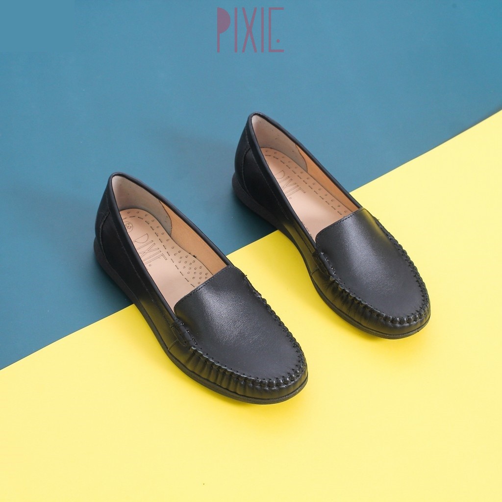 Giày Mọi Moccasin Da Bò Thật Đế Cao Su Pixie X482